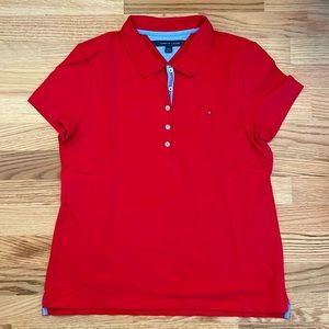 Tommy Hilfiger red polo, size large women’s